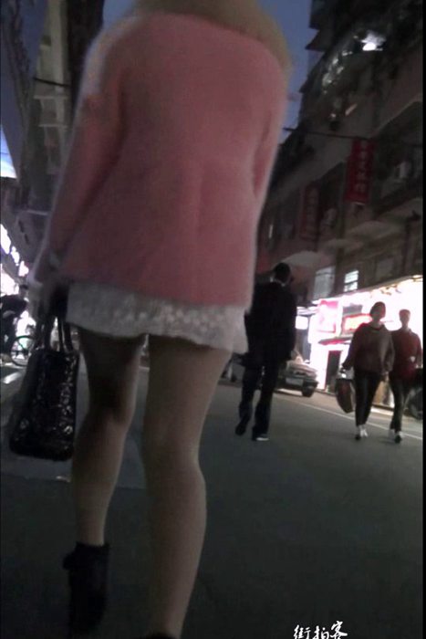 [街拍客视频]jx0613 性感高跟超短白裙肉丝美女